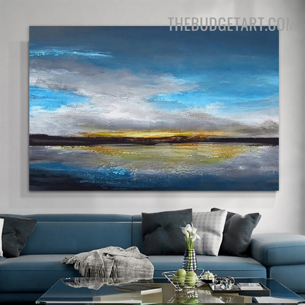 Secluded Watery Scene Abstract Landscape Modern Handmade Abstract Painting for Home Décor
