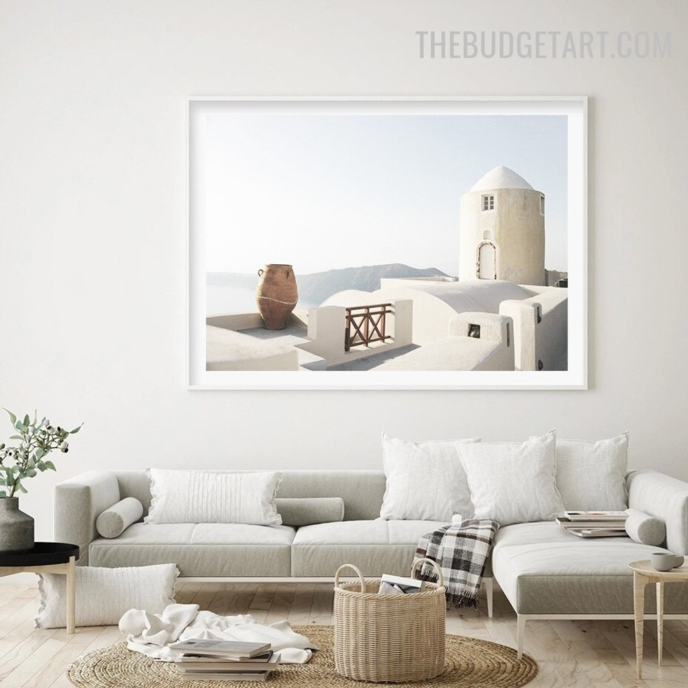 White Building Modern Painting Image Canvas Print for Room  Wall Finery