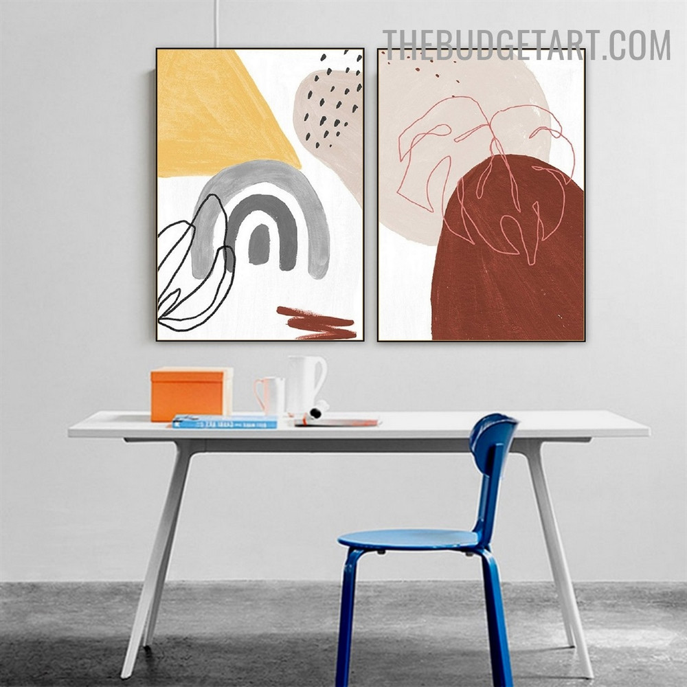 Rainbow Trout Leaf Abstract Scandinavian Modern Painting Picture Canvas Print for Room Wall Finery