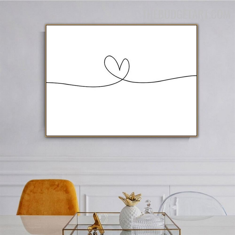 Line Heart Abstract Modern Painting Image Canvas Print for Room Wall Garniture