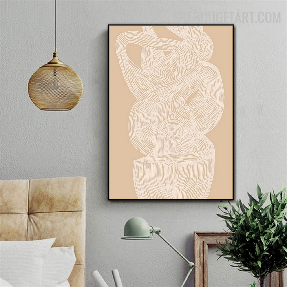Lineaments Abstract Scandinavian Modern Painting Picture Canvas Print for Room Wall Trimming