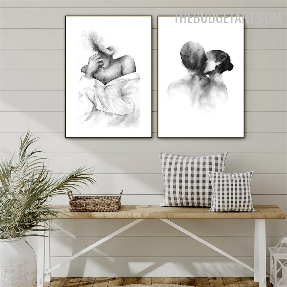 Human Love Abstract Watercolor Modern Painting Image Canvas Print for Room Wall Decor