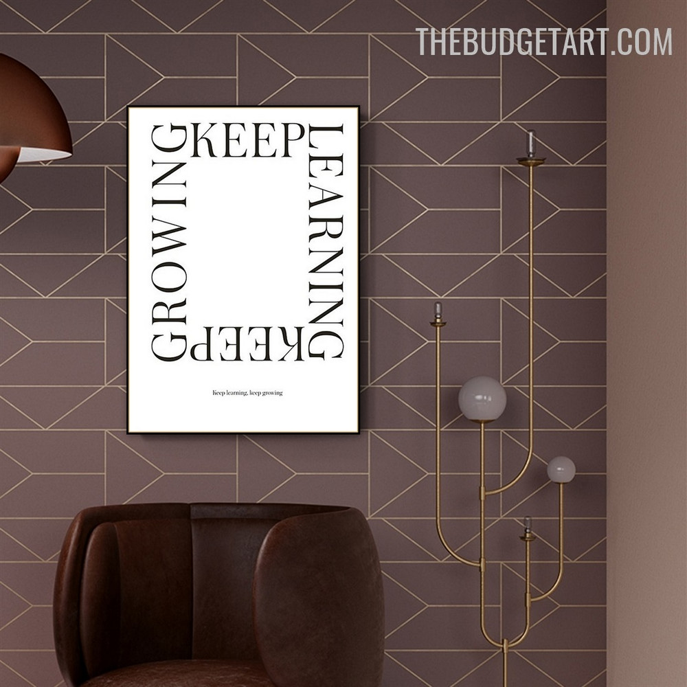 Keep Learning Abstract Typography Modern Painting Photo Canvas Print for Room Wall Decor