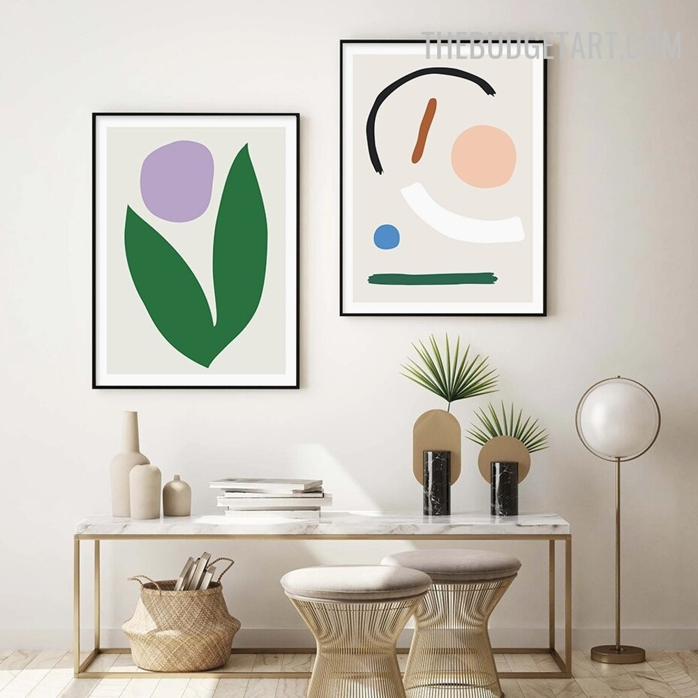 Circle Leaves Abstract Geometrical Modern Painting Picture Canvas Print for Room Wall Adornment
