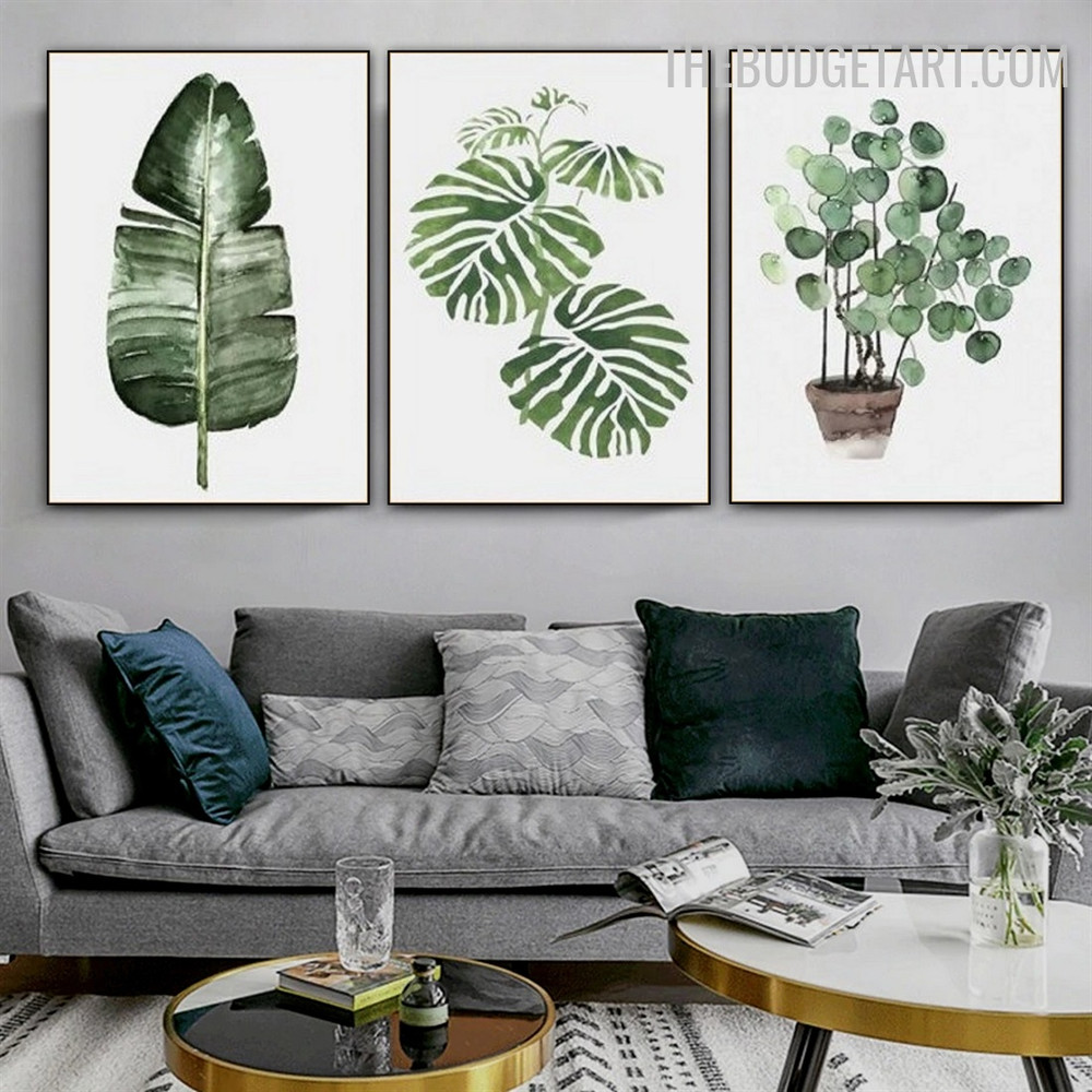 Banana Monstera Leaf Abstract Botanical Modern Painting Image Canvas Print for Room Wall Disposition 