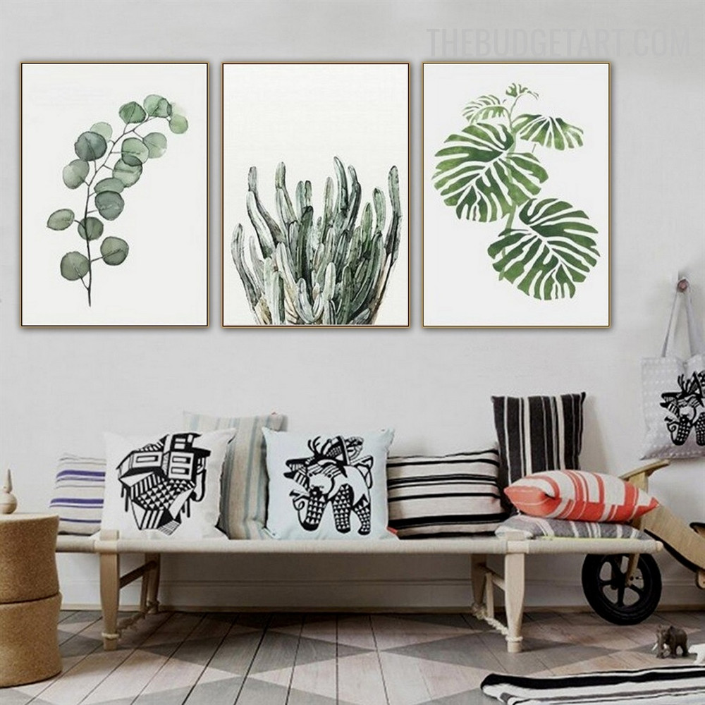 Monstera Eucalyptus Leaf Abstract Botanical Modern Painting Picture Canvas Print for Room Wall Garniture