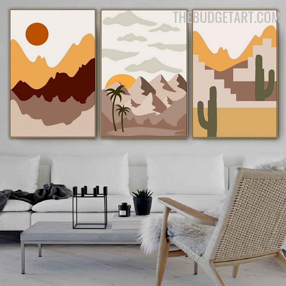 Hills Saguaro Cactus Abstract Landscape Modern Painting Photograph Canvas Print for Room Wall Garniture