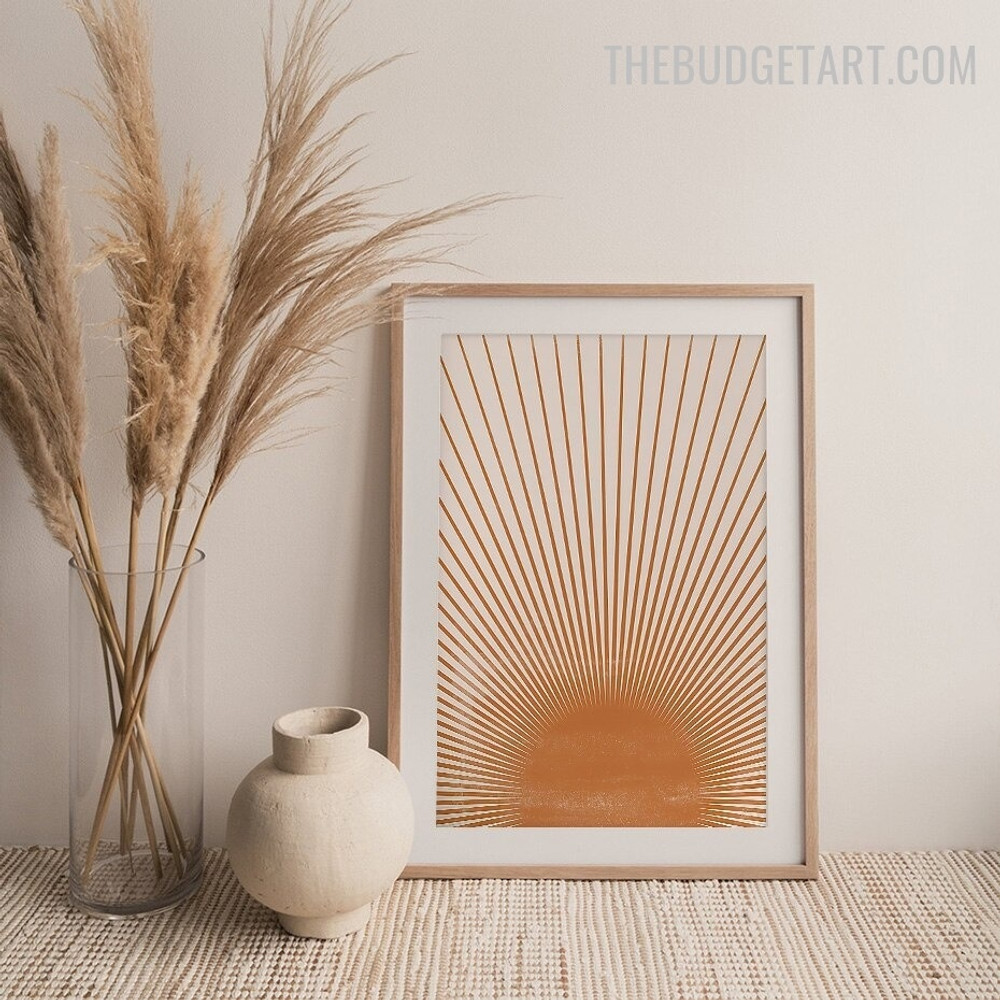  Sun Rays Abstract Scandinavian Modern Painting Picture Canvas Print for Room Wall Drape