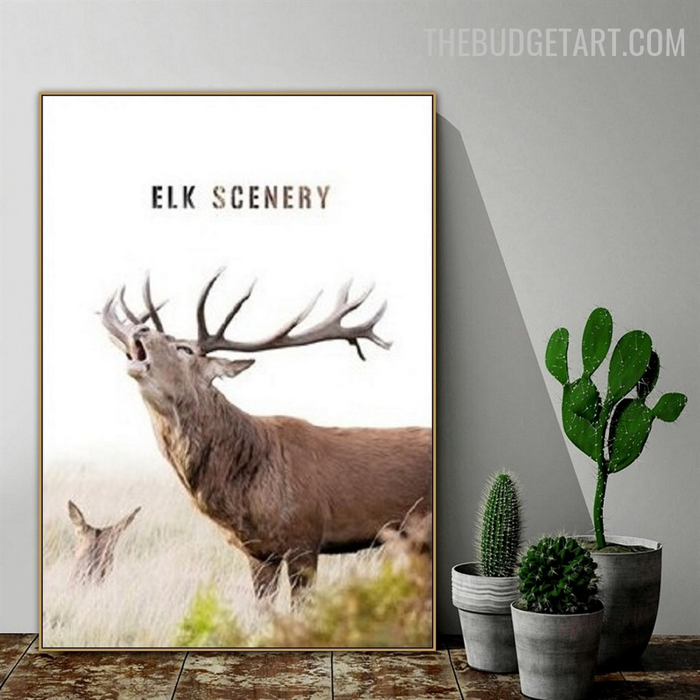 Elk Scenery Animal Modern Painting Image Canvas Print for Room Wall Illumination