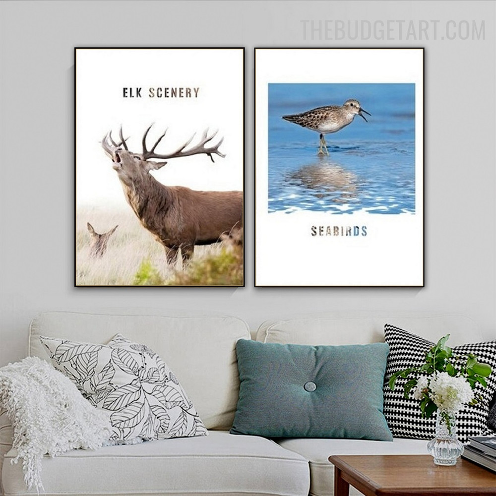 Deer Scenery Animal Modern Painting Image Canvas Print for Room Wall Decor