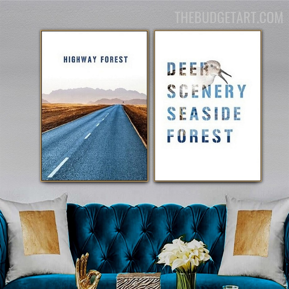 Scenery Seaside Typography Modern Painting Pic Canvas Print for Room Wall Disposition