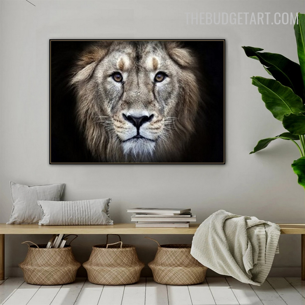 Lion Face Modern Painting Picture Canvas Print for Room Wall Ornament