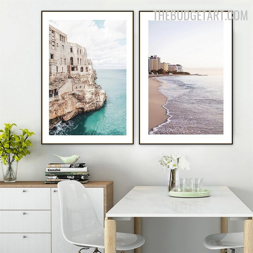 Polignano Building Abstract Landscape Modern Painting Image Canvas Print for Room Wall Outfit