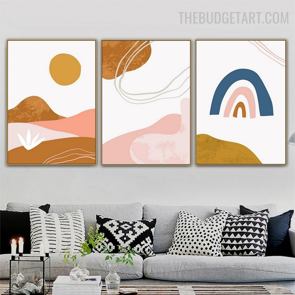 Dust Lines Abstract Scandinavian Modern Painting Image Canvas Print for Room Wall Arrangement