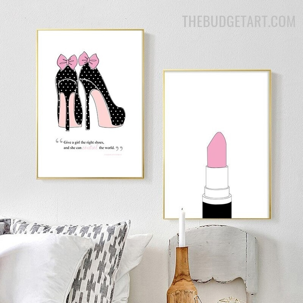Bow Heels Abstract Typography Modern Painting Photograph Canvas Print for Room Wall Outfit