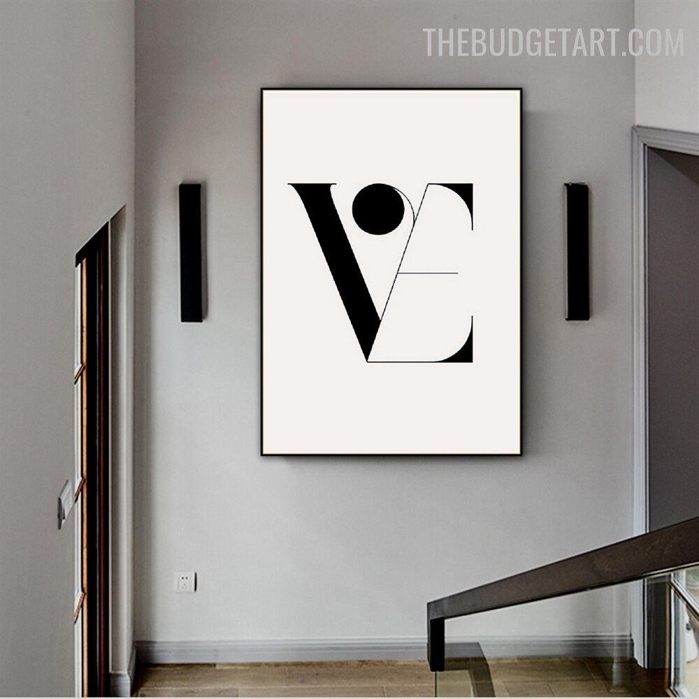 Black Dot Abstract Typography Modern Painting Image Canvas Print for Room Wall Adornment