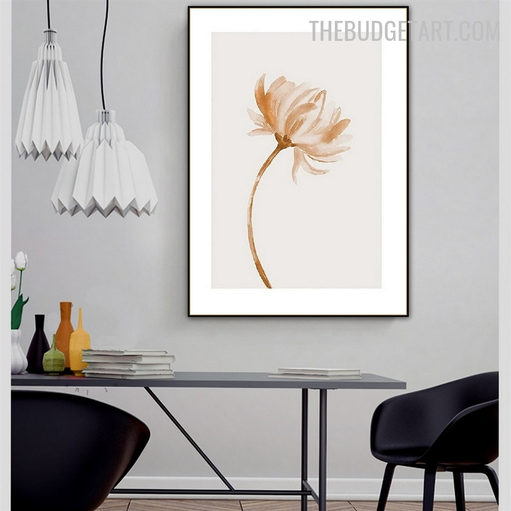 Beige Bloom Abstract Watercolor Modern Painting Picture Canvas Print for Room Wall Disposition