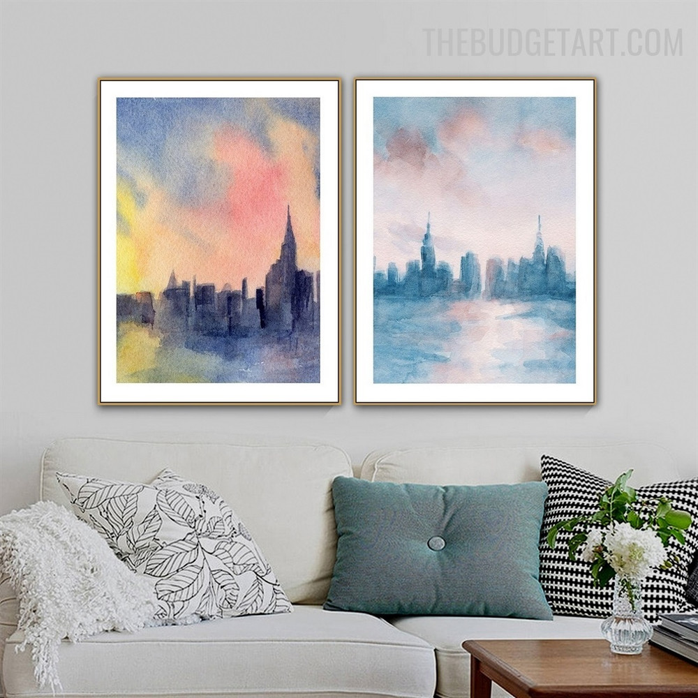 New York Burg Abstract Landscape Modern Painting Pic Canvas Print for Room Wall Embellishment