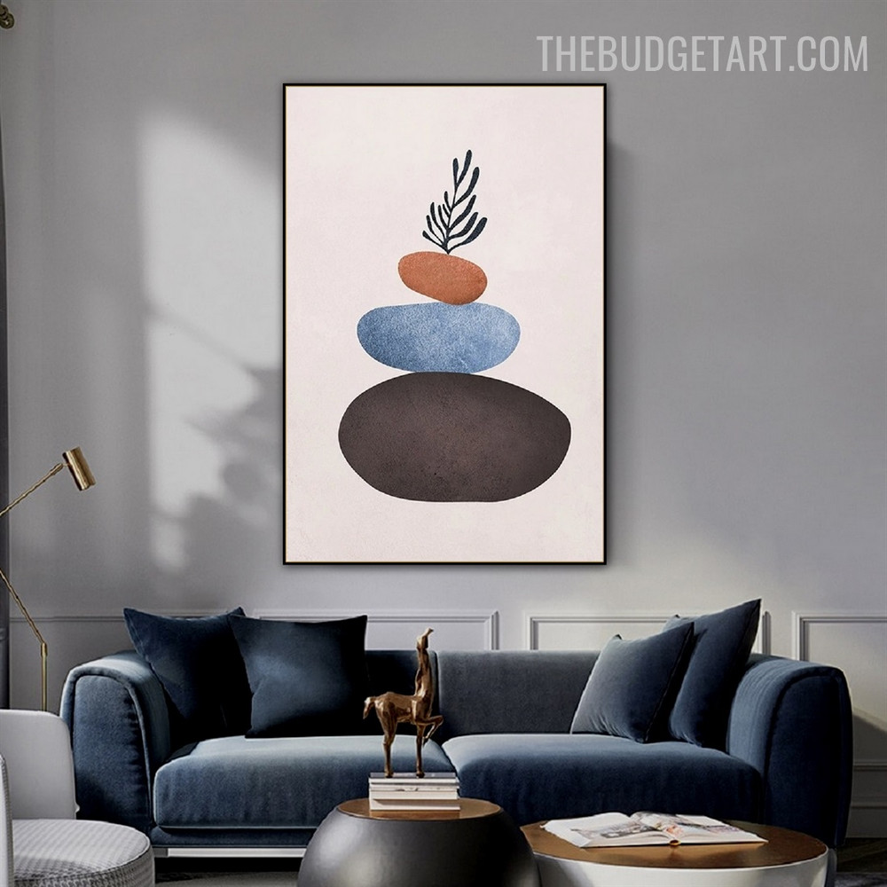 Oval Stones Abstract Scandinavian Modern Painting Picture Canvas Print for Room Wall Finery