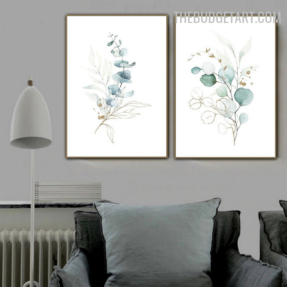 Eucalyptus Leaves Abstract Botanical Modern Painting Photo Canvas Print for Room Wall Embellishment