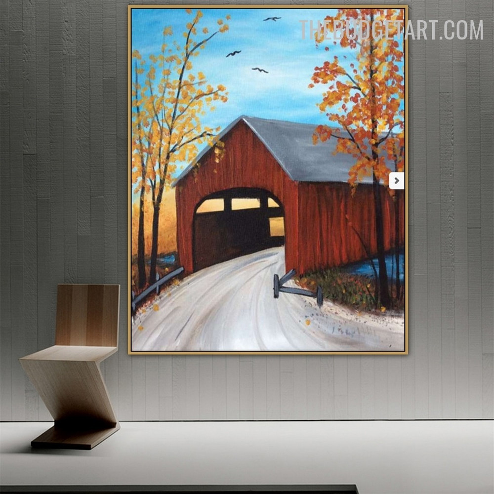 Cottage Abstract Contemporary Handmade Knife Canvas Painting for Room Wall Garnish