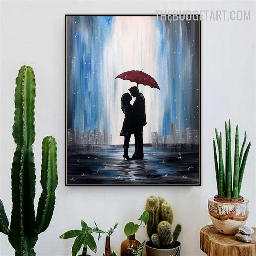 Loving Partners Abstract Figure Handmade Texture Canvas Painting for Room Wall Flourish