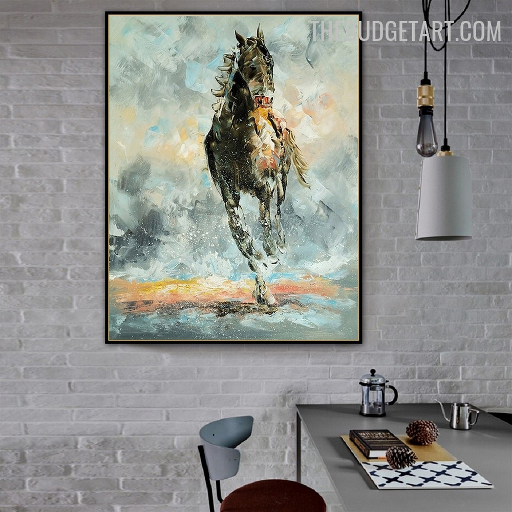 Running Horse Abstract Animal Handmade Canvas Painting for Room Wall Disposition