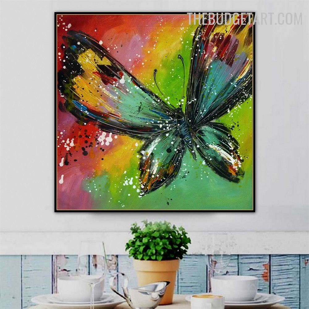Dappled Butterfly Abstract Animal Handmade Texture Canvas Painting for Room Wall Moulding