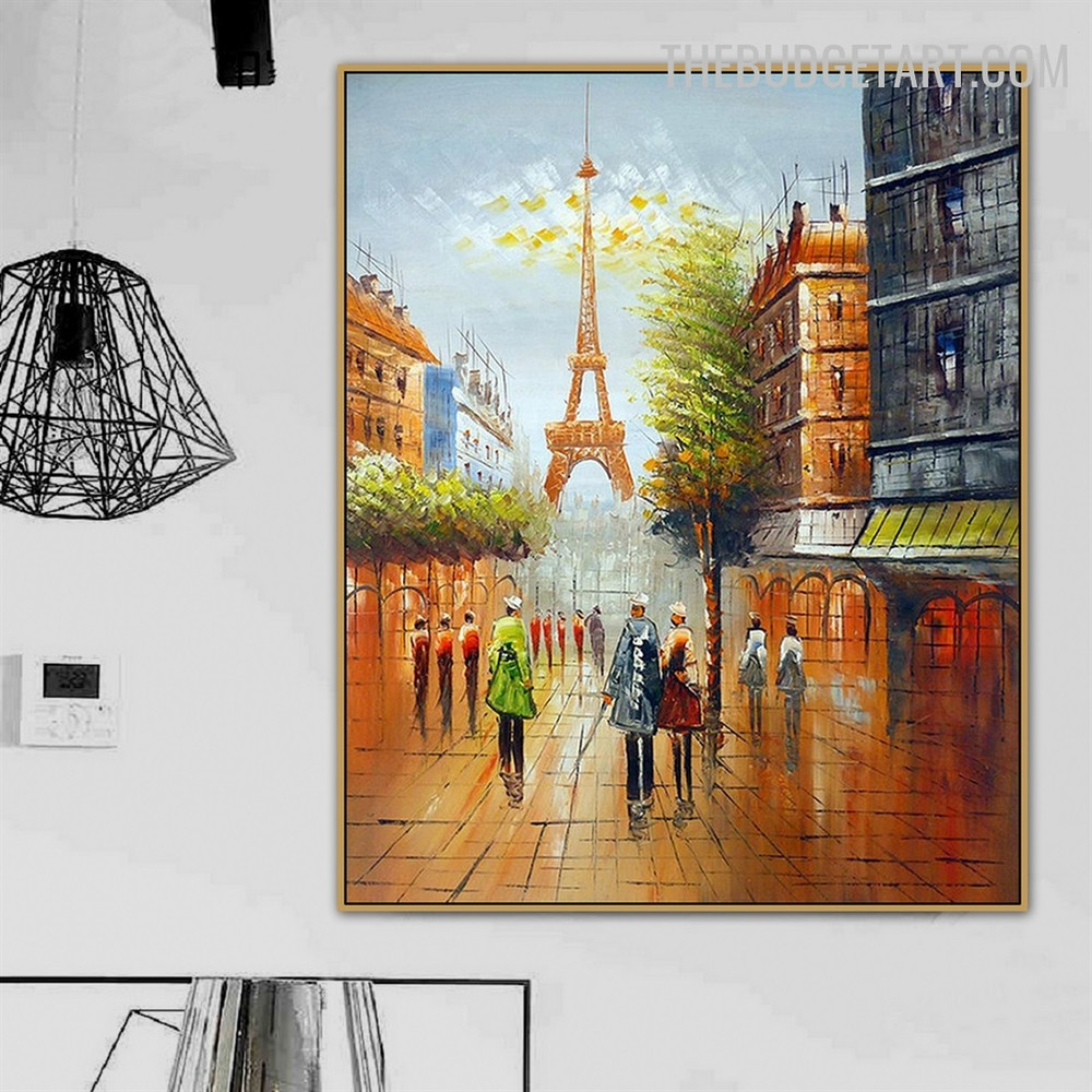 Eiffel Tower i Landscape 100%Handmade Canvas Art for Room Wall Trimming