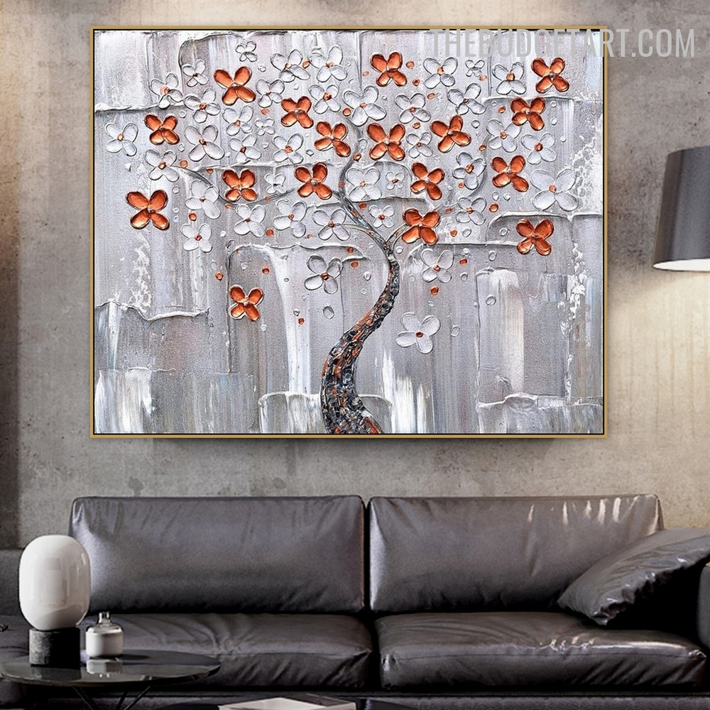 Arbor Flowers Botanical Knife Handmade Painting On Canvas for Room Wall Décor