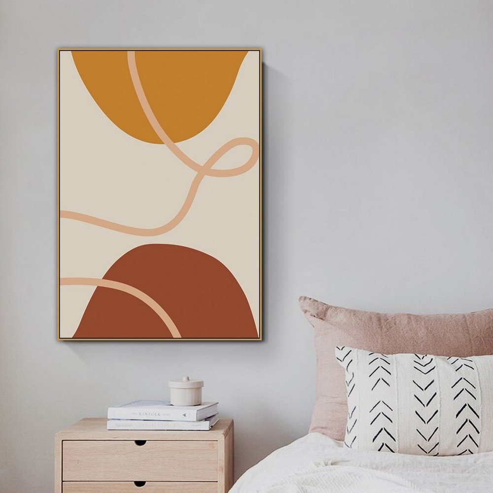 Curvy Abstract Geometric Modern Painting Picture Canvas Print for Room Wall Disposition