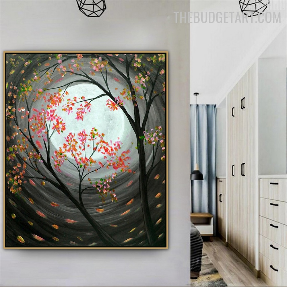 Saplings Flowers Handmade Nature Painting On Canvas for Room Wall Décor