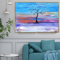 Bloom Sapling Tree Botanical Artist Handmade Canvas Painting for Wall Ornament