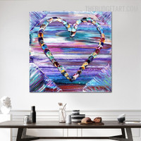 Colourful Heart Handmade Contemporary Heavy Knife Canvas Artwork Done by Artist for Room Wall Assortment