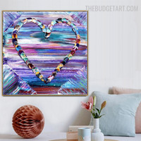 Colourful Heart Handmade Palette Canvas Painting Contemporary Wall Art for Room Flourish