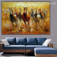 Studhorses Handmade Abstract Animal Acrylic Canvas Painting for Room Wall Garniture