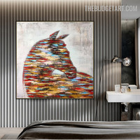 Motley Equus Caballus Abstract Handmade Texture Canvas Animal Art For Room Wall Ornamentation