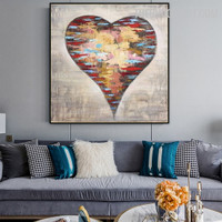 Heart Splash Handmade Canvas Abstract Acrylic Painting by an Experienced Artist for Room Wall Decoration