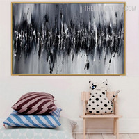 Monochrome Scratches Handmade Abstract Texture Painting on Canvas for Room Wall Finery