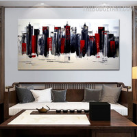 Edifices Famous Cityscape Handmade Knife Canvas Artworks for Room Wall Equipment