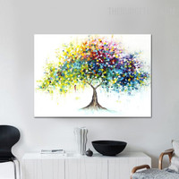 Colorful Foliage Tree Handmade Palette Botanical Artwork on Canvas for Room Wall Décor