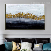 Golden Tarnish 100% Handmade Heavy Texture Abstract Contemporary Canvas Painting Wall Accent Trimming