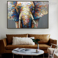 Hued Elephant Handmade Knife Canvas Animal Art By Experience Artist for Room Wall Flourish