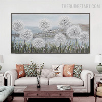 White Blossoms Handmade Abstract Floret Acrylic Texture Canvas Artwork for Room Wall Arrangement