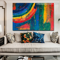 Bold Strias Blurs Geometrical Abstract Art Handmade Texture Canvas Painting Done by Artist for Room Wall Molding
