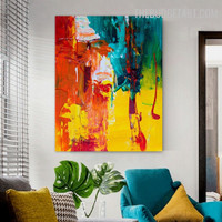 Stains Abstract Artist Handmade Texture Painting on Canvas for Room Wall Outfit