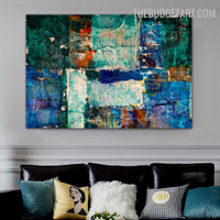 Rectangular Mark Artist Handmade Acrylic Abstract Geometrical Artwork on Canvas for Room Wall Decor