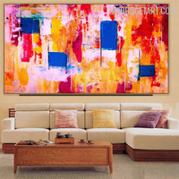 Slurs Rectangle Spot Geometrical Abstract Art Handmade Texture Canvas Painting for Room Wall Onlay