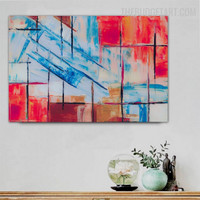 Verse Blurs Rectangle Handmade Texture on Canvas Abstract Geometrical Art Wall Hanging Molding