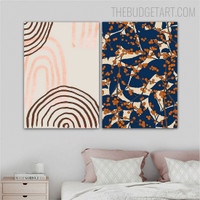 Circuitous Lineament Abstract Geometric Vintage Painting Pic Canvas Print for Room Wall Adornment